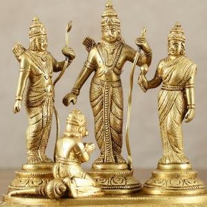 Pure Brass Ram Darbar Idol | 7" x 7" x 4" (17.8 x 17.8 x 10.2 cm) | 2 kg Matte Finish Divine Art | Compact Sacred Murti | Premium Collection